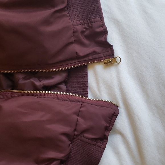 Women's New Look Burgandy Bomber Jacket - Size 1X - Picture 11 of 12
